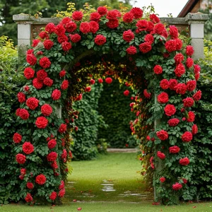 Роза плетистая Алый Триумф купить по цене от 319р. в интернет-магазине «Посадика» с доставкой почтой в в Гагарине и по всей России – [изображение №1].